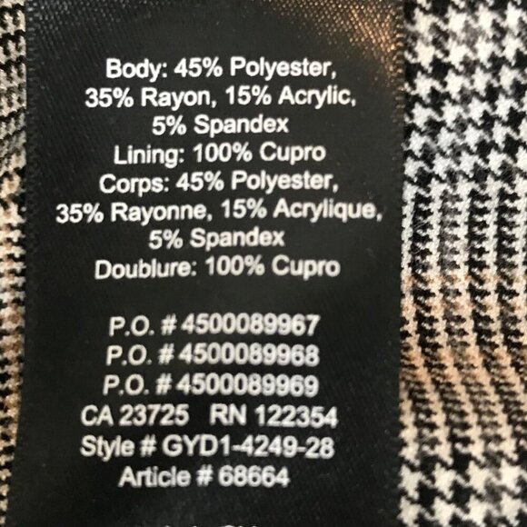 Aritzia Babaton Power Hip Grey Glen Check Blazer Size 2 - Picture 7 of 7